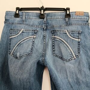 Women Ariat Denim Eleanor Trouser Jean Sz 31 Regular Wide Leg Embroidered Pocket
